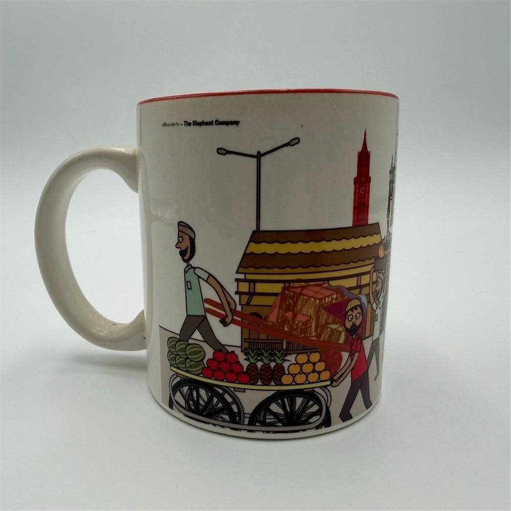 Elephant Company India‎ Cityscape Coffee Mug White Red Rim Souvenir Cup